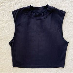 Athleta Navy Ribbed Sleeveless Crop Top